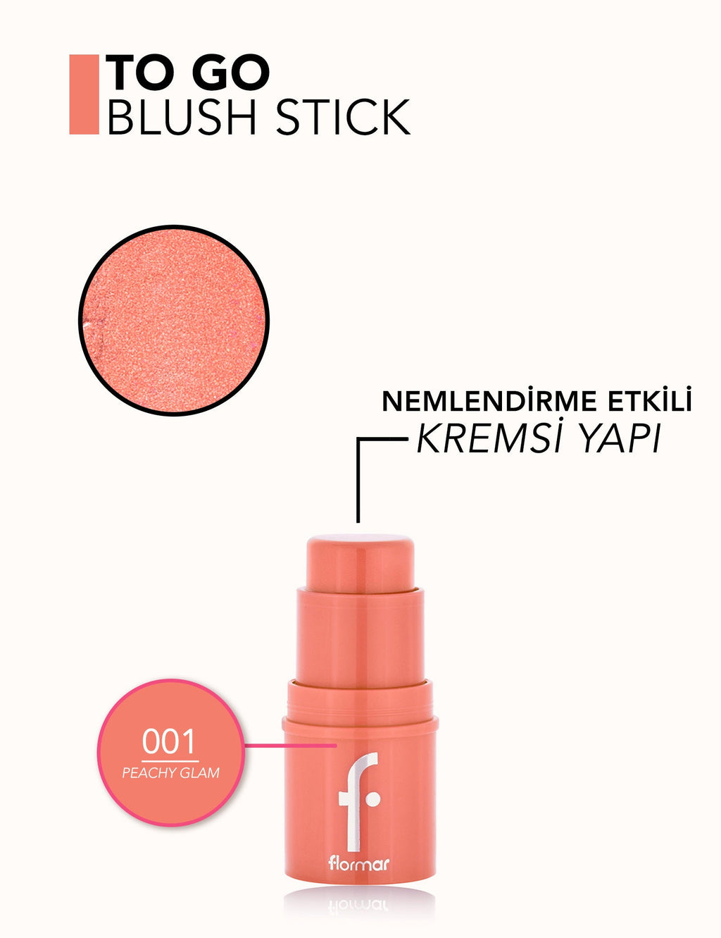 Flormar To Go Creamy Stick Blush Radiant Finish 5g