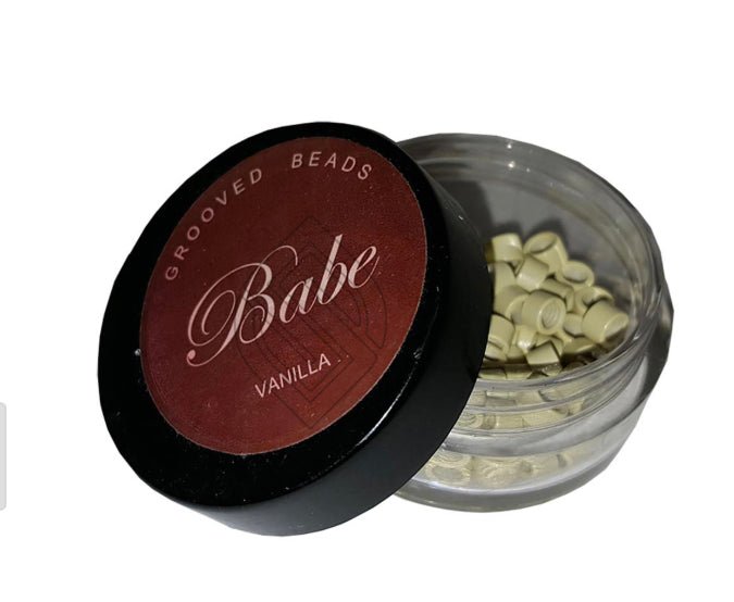 Babe Grooved Hair Extension Beads, Vanilla, 100 Pieces