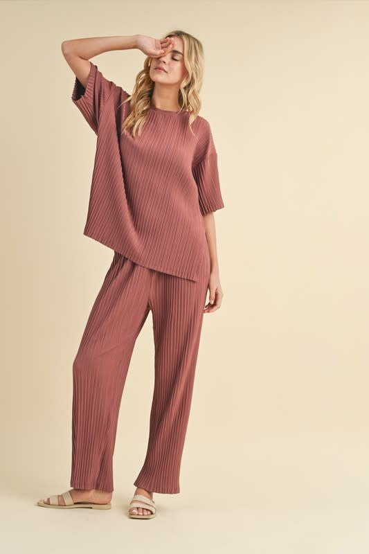 Pleated Elastic Waist Pants - Sienna
