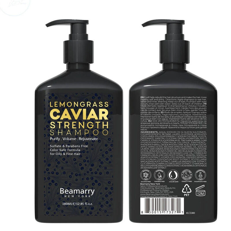 Beamarry Lemongrass Caviar Strength Shampoo for Fine Hair 380 ml