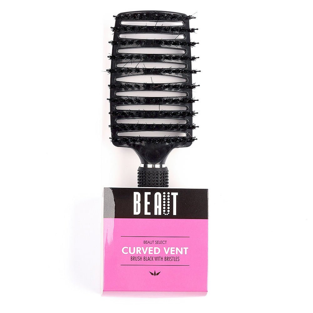 Beaut Select Curved Vent Brush Black with Bristles