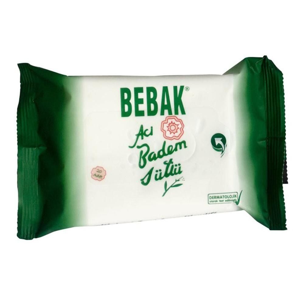 Bebak Bitter Almond Makeup Remover Wipes for Gentle Cleansing 20 Count