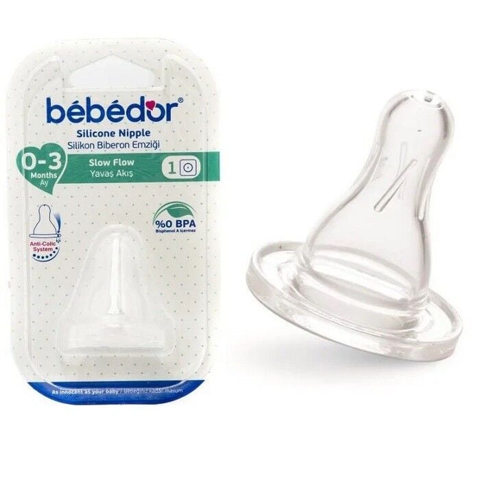 Bebedor 301 Silicone Slow Flow Baby Bottle Nipple 0-3 Months