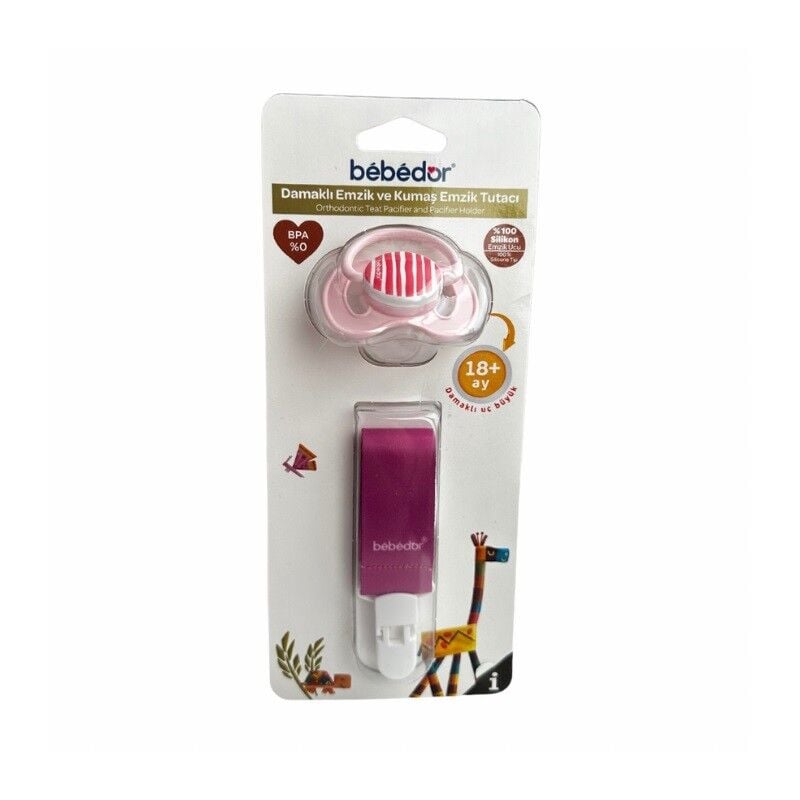Bebedor Orthodontic Pacifier and Fabric Clip Set