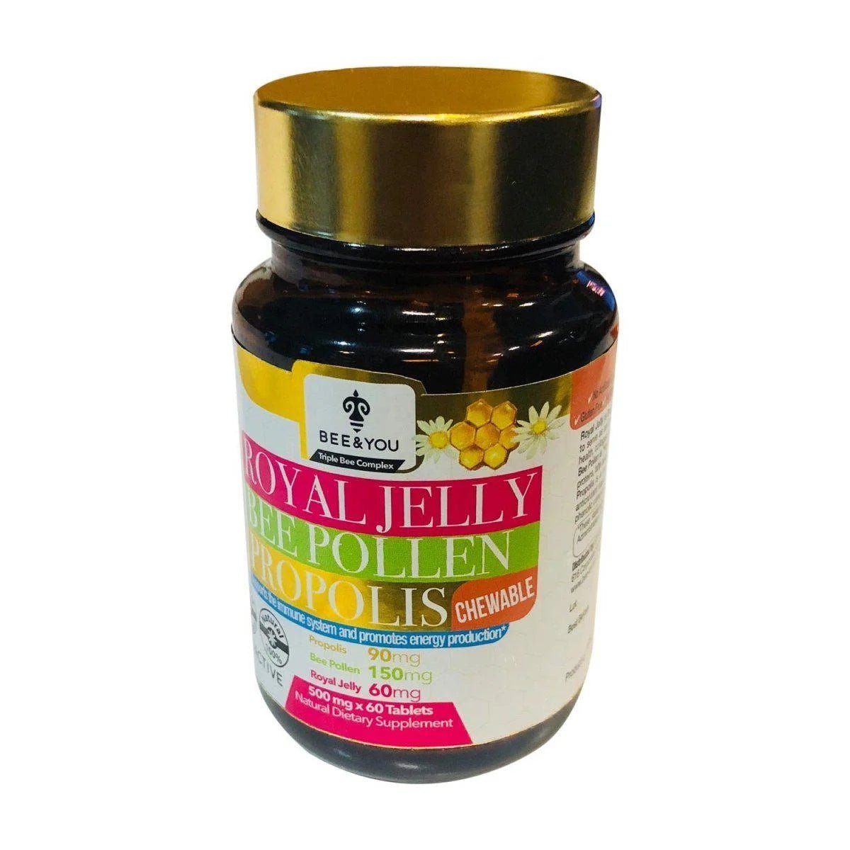 Bee & You Royal Jelly + Propolis + Bee Pollen Chewable Tablets, High Potency