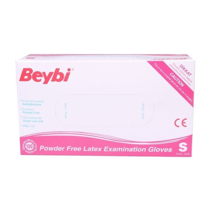 Beybi Powder-Free Latex Examination Gloves Small 100 Count