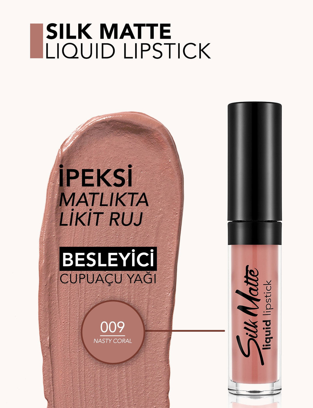 Flormar Silk Matte Liquid Lipstick High Pigment Nasty Coral 4.5ml