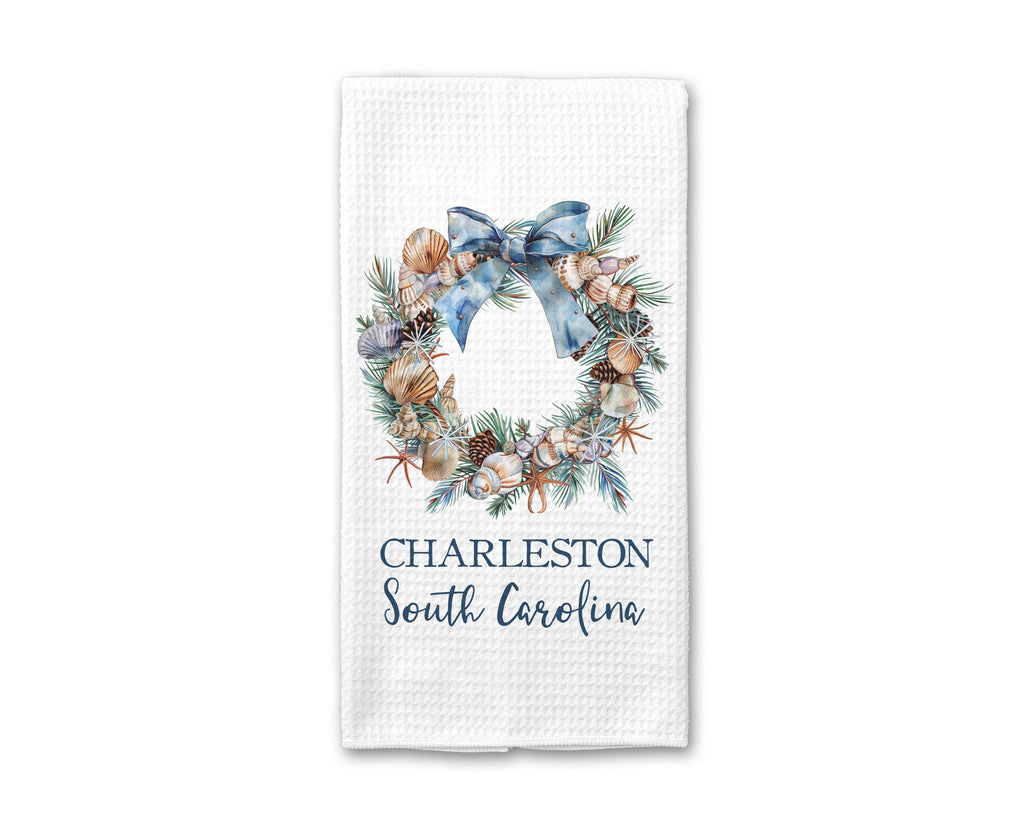Canary Road - Seashell Coastal Christmas Towel Nautical Decor Custom City: Transparent Cellophane Sleeve