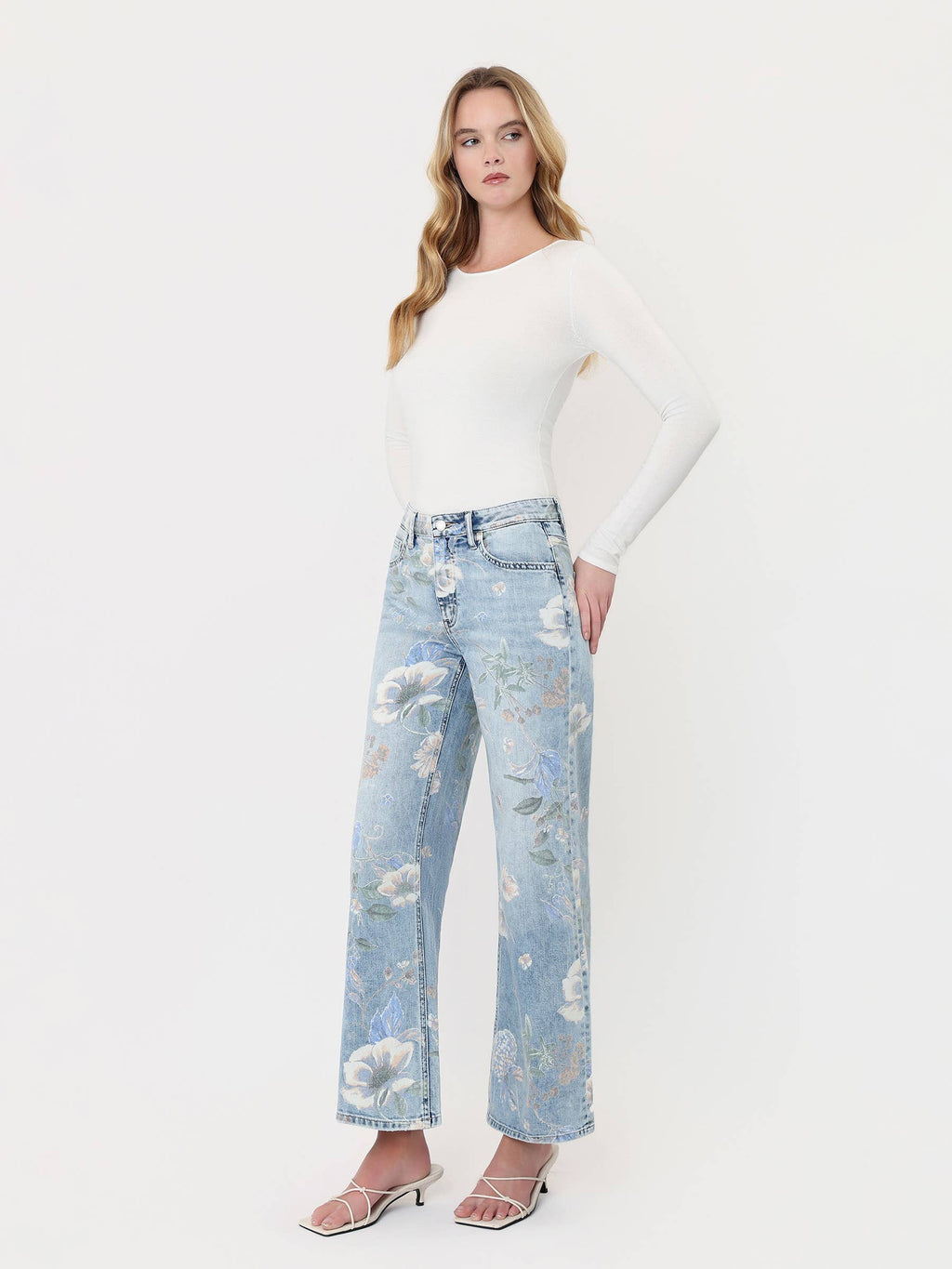 Lucy High Rise Floral Vintage Wide Jeans