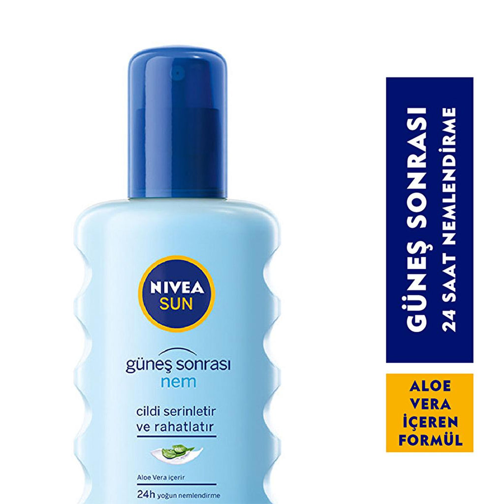 Nivea After Sun Moisturizing Spray with Aloe Vera & Hyaluron - 48-Hour Hydration, Sunburn Relief, Tan Extender, Non-Greasy - 6.76 fl oz