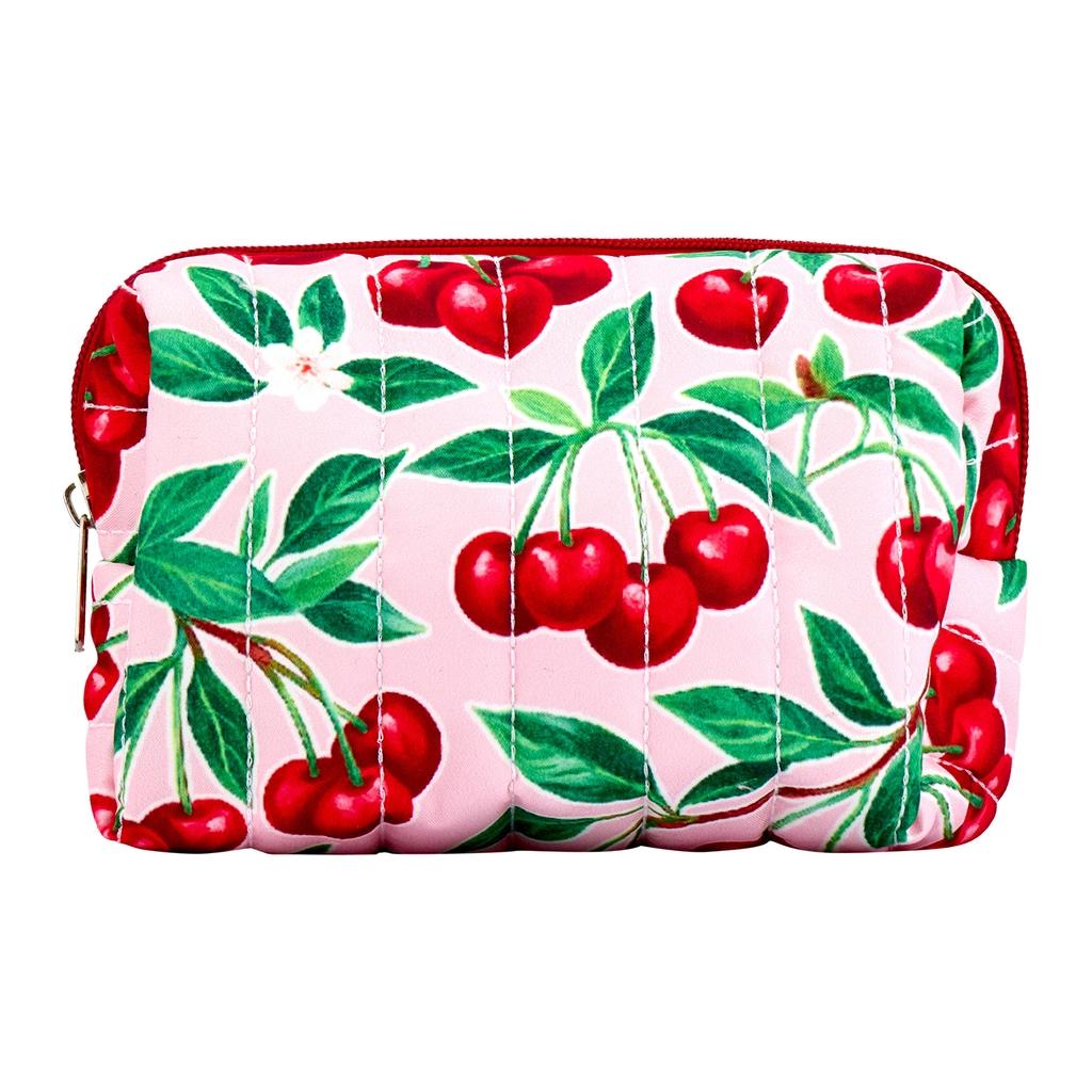 Eklips Cherry Quilted Makeup Bag for Travel and Storage