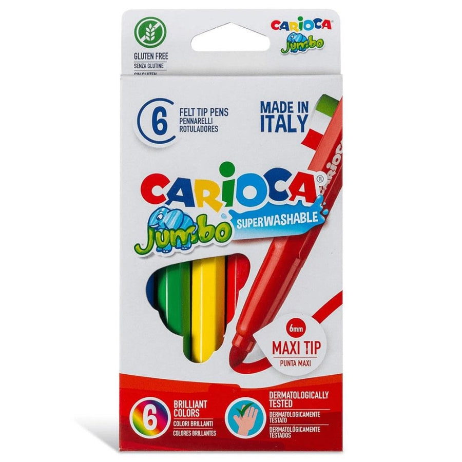 Carioca Jumbo Washable Felt Tip Markers 6 Count