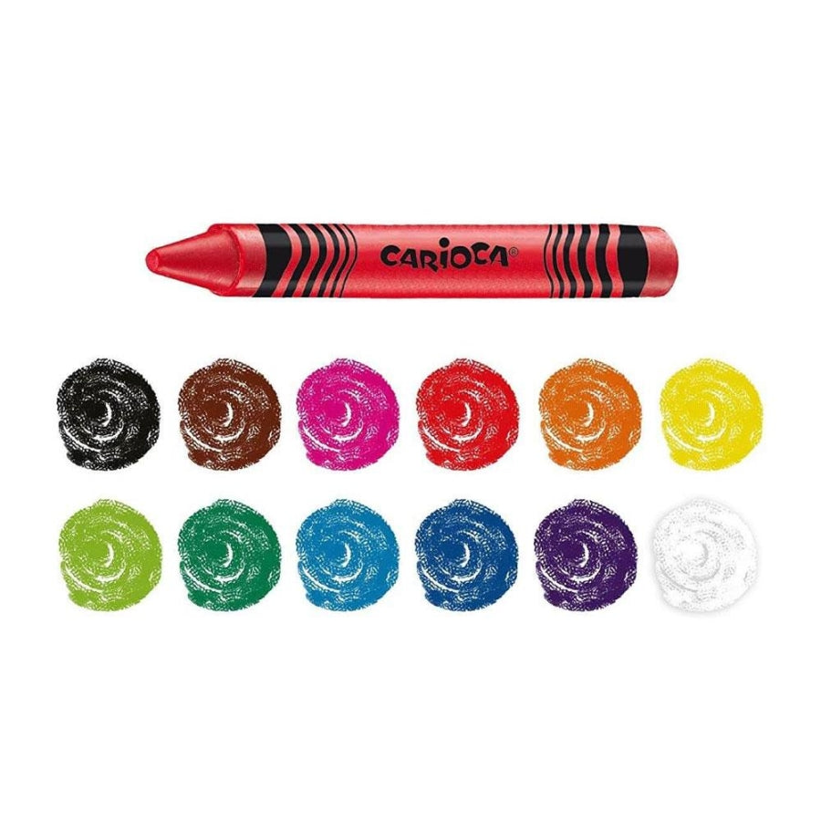 Carioca Wax Washable Pastel Crayons 12 Colors