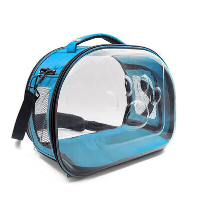 Cattie Blue Transparent Panoramic Pet Carrier Bag 30x40x35 cm
