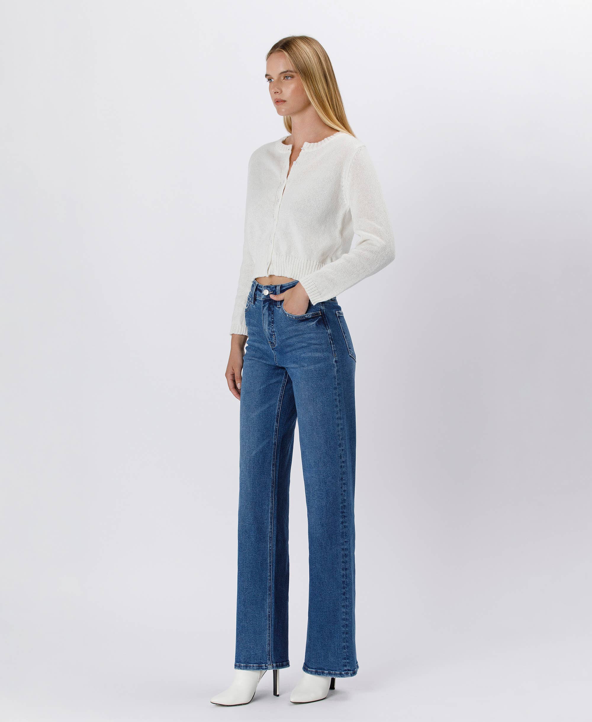 Elle Tummy Control 90's High Rise Wide Leg Jean