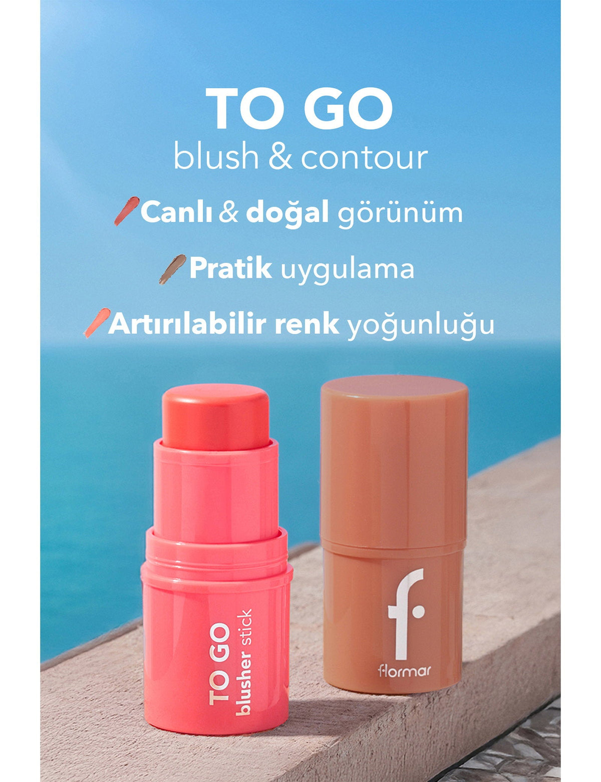Flormar To Go Radiant & Natural Finish Creamy Stick Blush