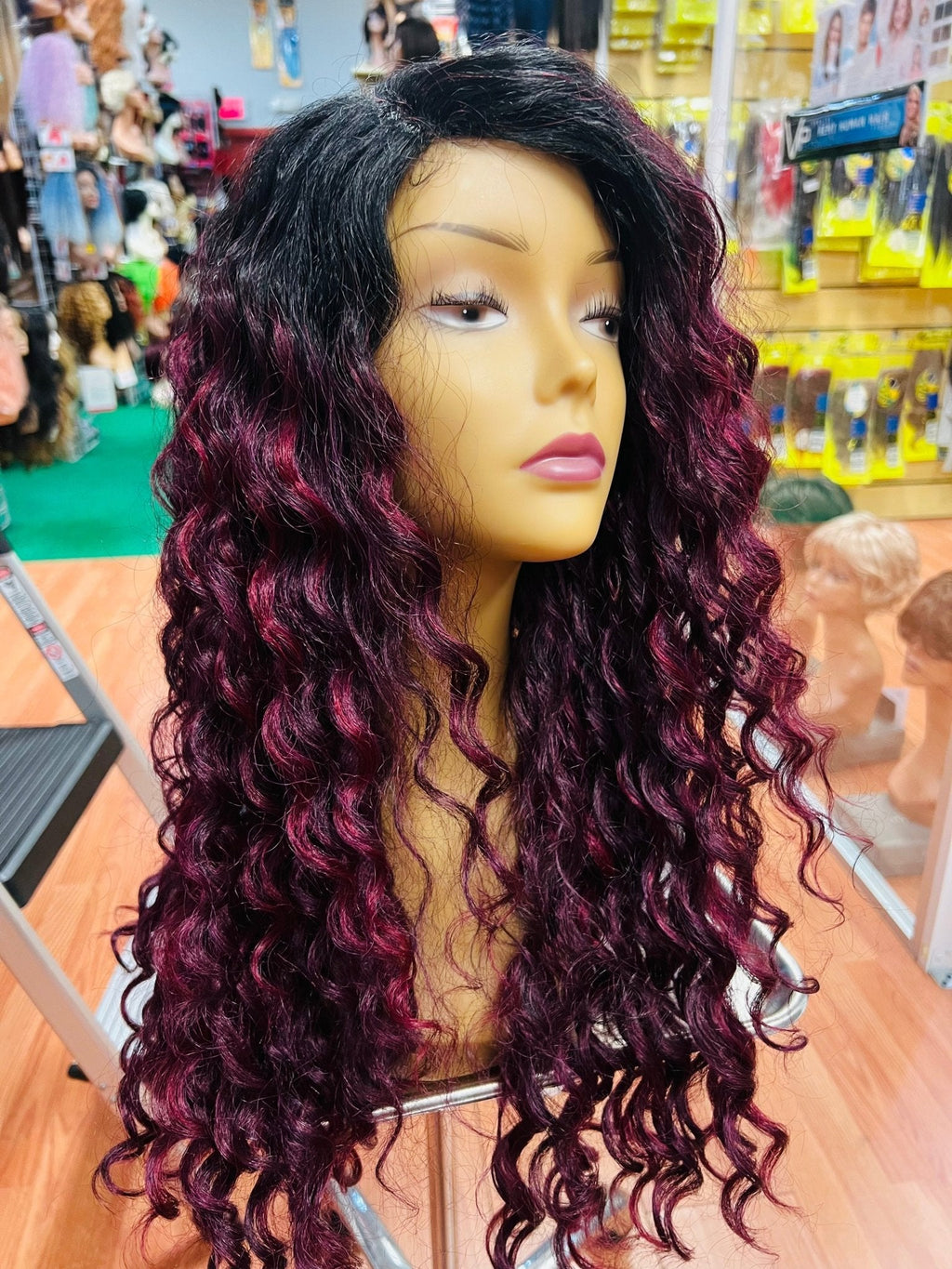 It's a Wig Ciao Bella 6" Deep Lace Part Heat Friendly Synthetic Wig, Black to Burgundy, Color TTPMIST99J