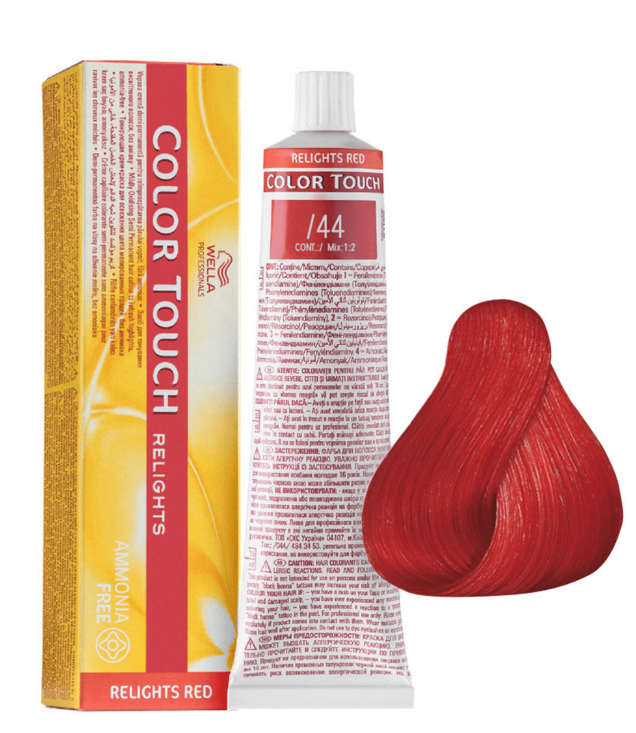 Color Touch Relights Demi-Permanent Color - 44 Intense Red by Wella for Women - 2 oz Hair Color
