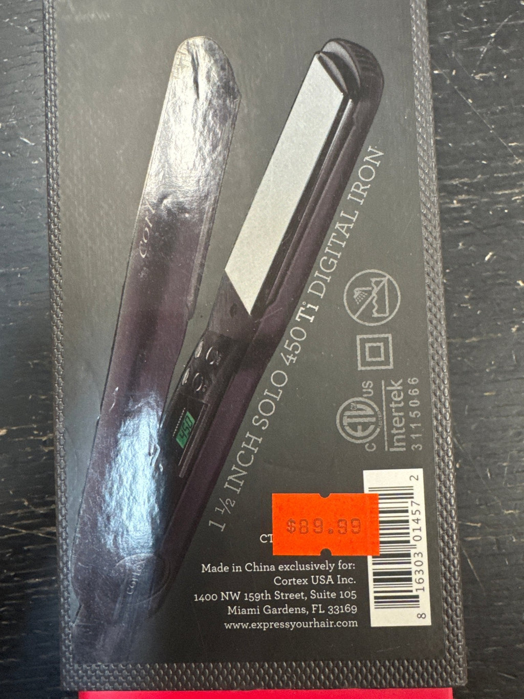 Cortex Pro Solo 450 Titanium 1.5-Inch Flat Iron, Black