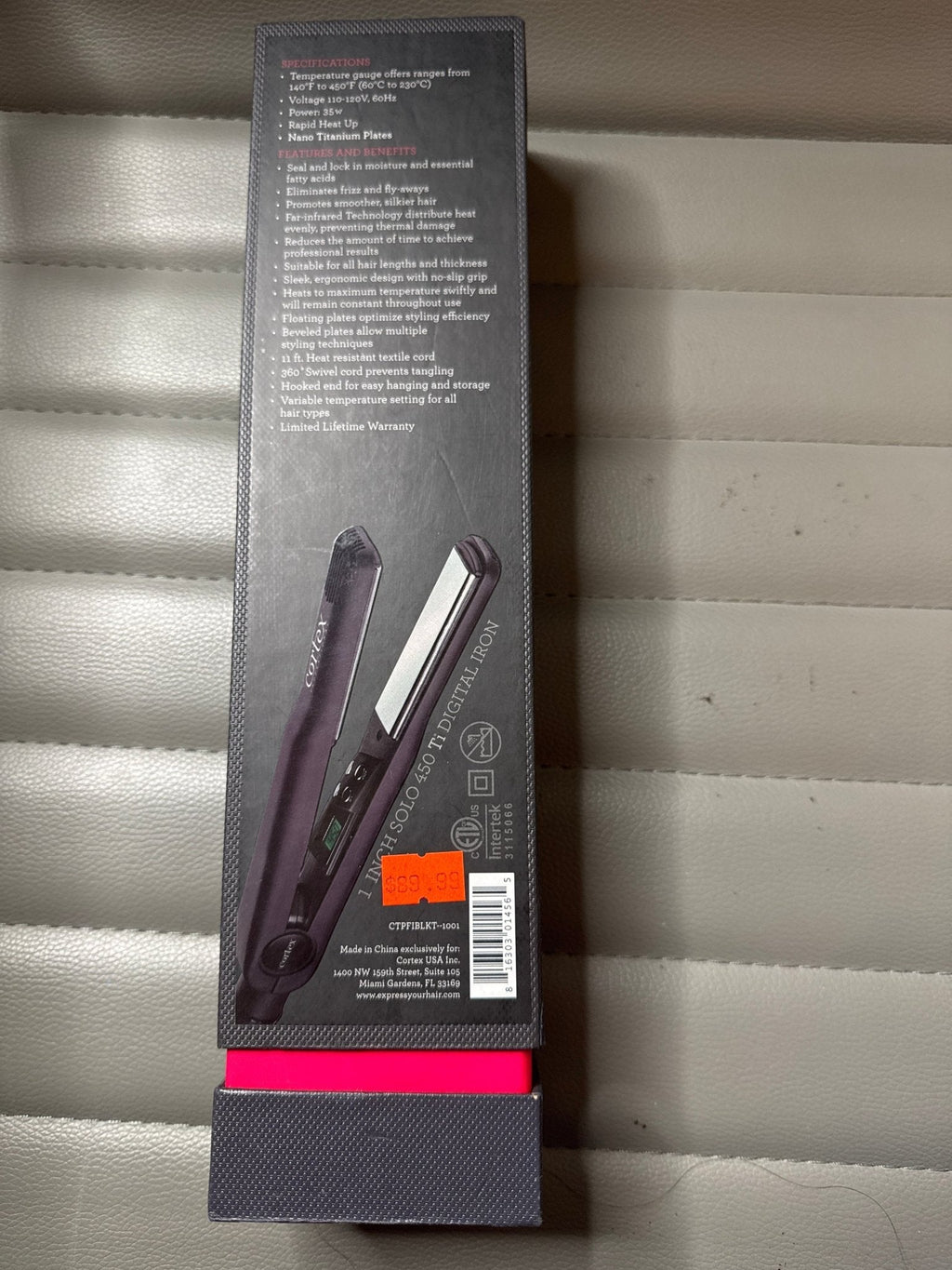 Cortex Solo Titanium Flat Iron Hair Straightener, 1-Inch, Black