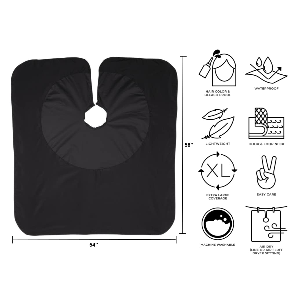 Cricket 50/50 All Purpose Cape for Professional Salon Barbershop Hairdresser, Waterproof Bleach Proof, Haircut Hair Color Gown, Black