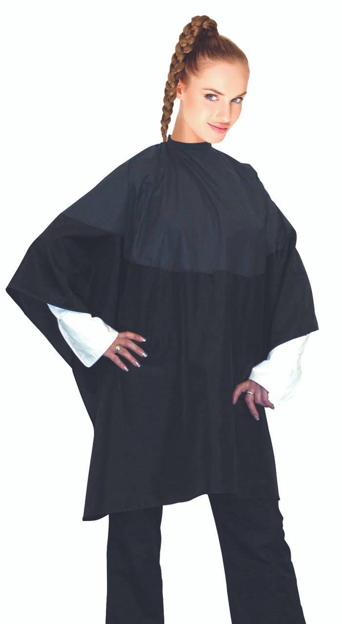 Cricket 50/50 All Purpose Cape for Professional Salon Barbershop Hairdresser, Waterproof Bleach Proof, Haircut Hair Color Gown, Black