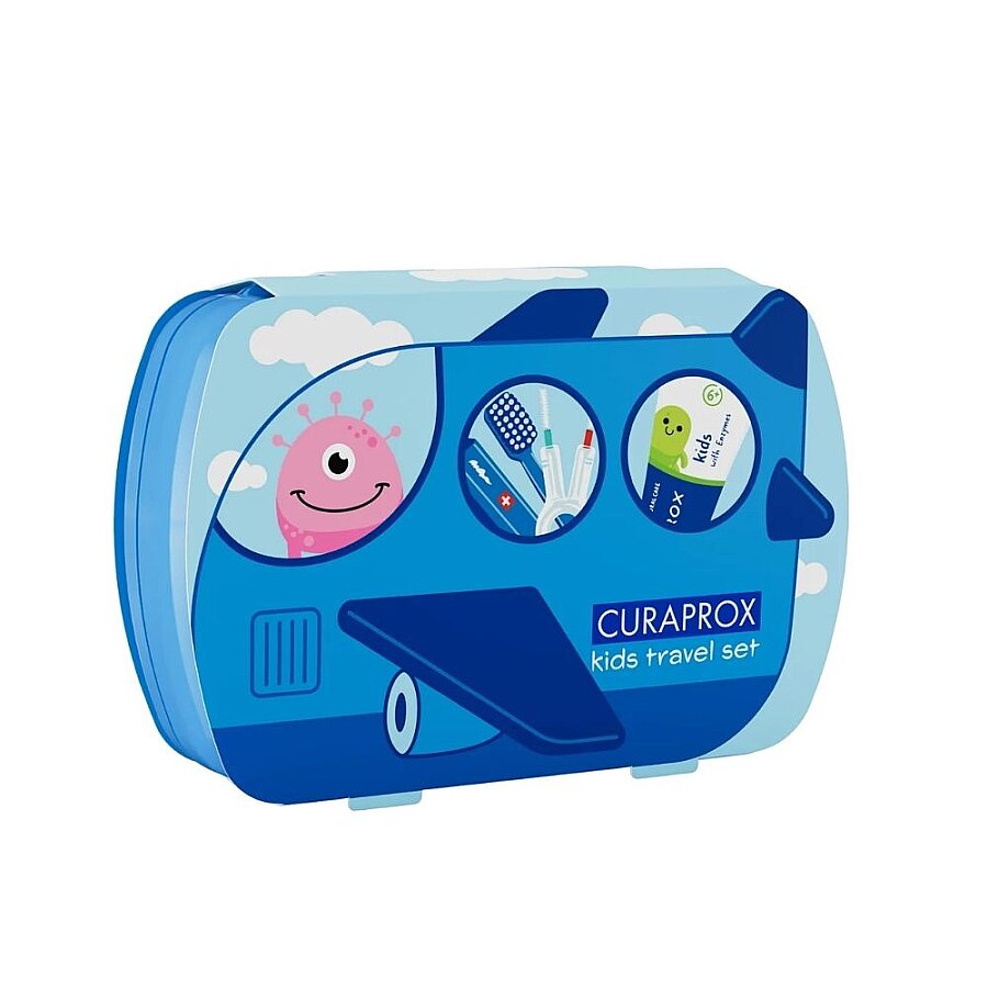 Curaprox Kids Travel Oral Care Set Blue for Ages 6-12