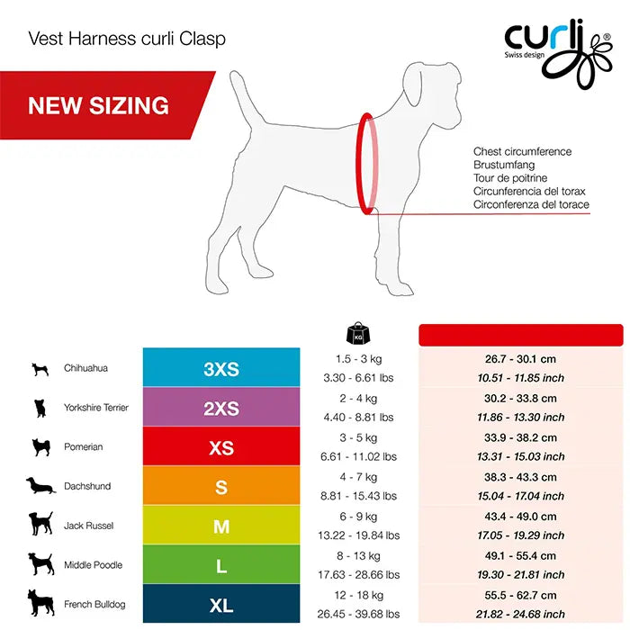 Curli Vest Harness Clasp Air-Mesh Dog Harness Fuchsia 3X-Small