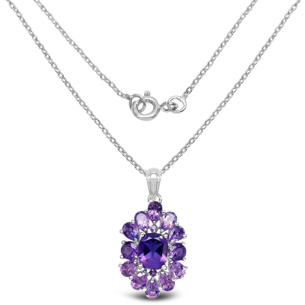 7.24 Carat Genuine Amethyst .925 Sterling Silver Pendant