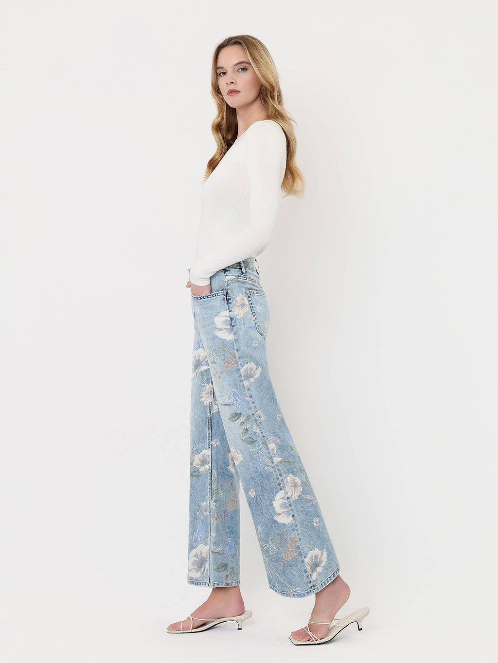 Lucy High Rise Floral Vintage Wide Jeans
