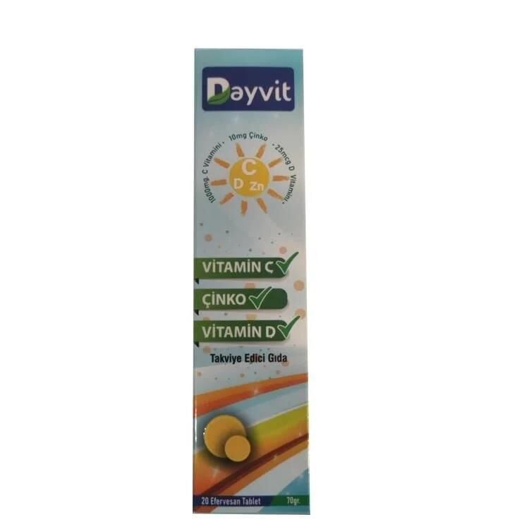 Dayvit Vitamin C Zinc & Vitamin D Effervescent Tablets 20 Count
