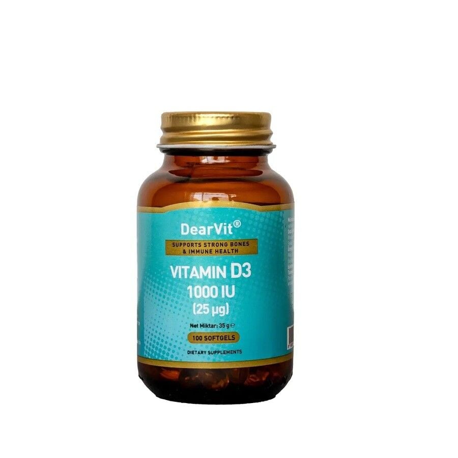 Dearvit Vitamin D3 1000 IU Dietary Supplement 100 Capsules