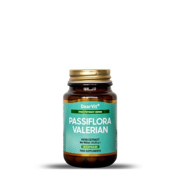 Dearvit Passiflora & Valerian Herbal Support Supplement 30 Capsules