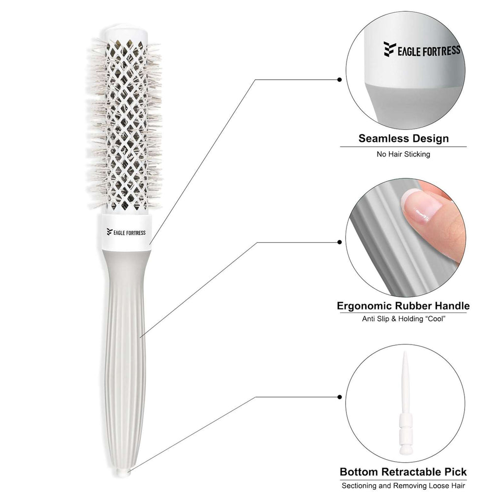 Eagle Fortress XL Ceramic + Ionic Round Hair Brush 0.98 in - Grey