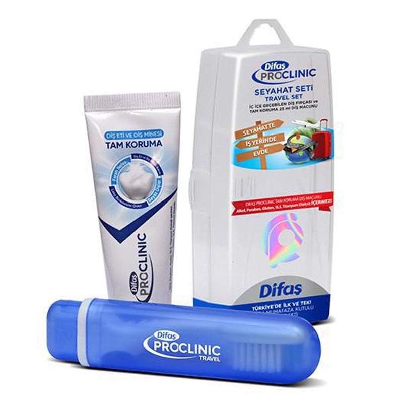 Difas ProClinic Travel Toothbrush Set with Case & Toothpaste