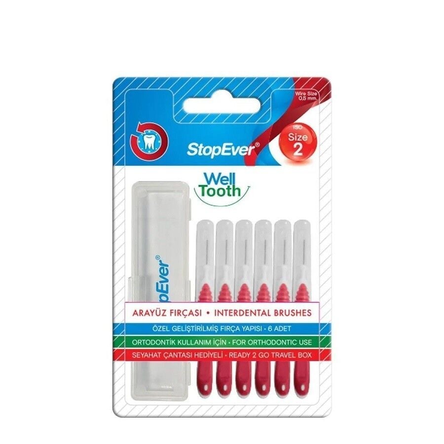 StopEver Well Tooth Metal Interdental Brush Red 1 Count