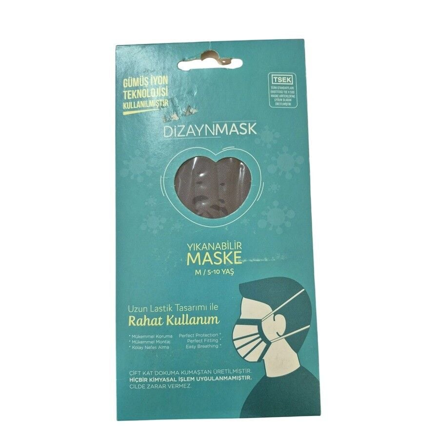 Dizaynmask Silver Ion Washable Mask Navy Blue Kids M 5-10 Years