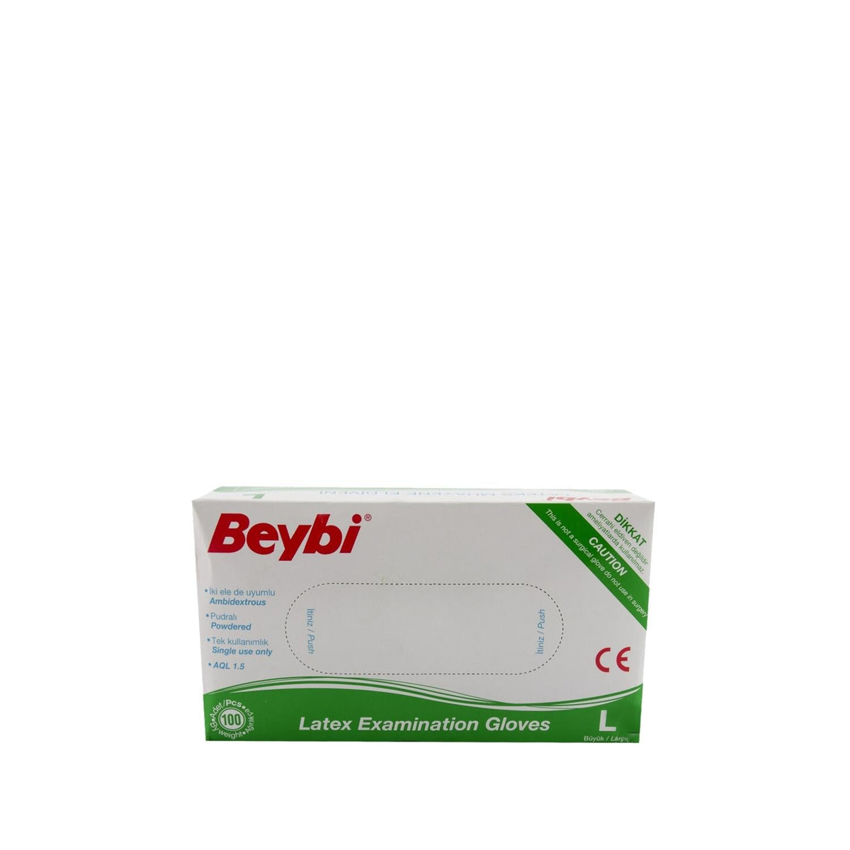 Beybi Latex Powdered Examination Gloves Large - Bulk Pack of 100, Medical Professionals, Protective Gloves, Hygiene Supplies