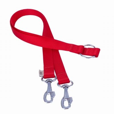 Doggie Red Woven Double Dog Leash Coupler 2.5x70-60cm