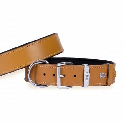 Doggie Comfort Leather Dog Collar Camel Adjustable 60 cm