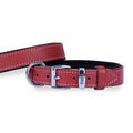 Doggie Comfort Red Leather Dog Collar for Medium Breeds 50cm