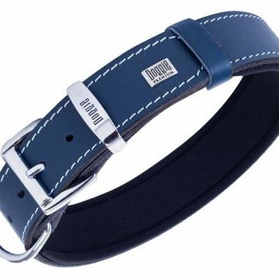 Doggie Comfort Leather Dog Collar Royal Blue 4x65 cm