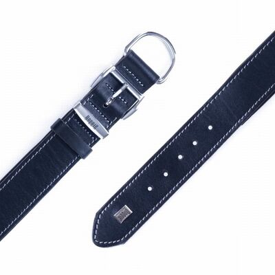 Doggie Comfort Black Leather Dog Collar Durable Design 60 cm