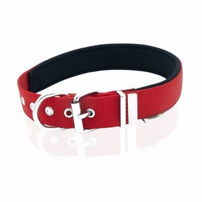 Doggie Comfort Woven Red Dog Collar for Large Breeds 50-60 cm