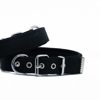 Doggie Comfort Woven Dog Collar Black Padded 4x47-55 cm