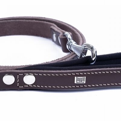 Doggie Comfort Classic Leather Dog Leash Brown 2x140 cm