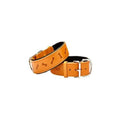 Doggie Bone Pattern Printed Leather Dog Collar Camel M