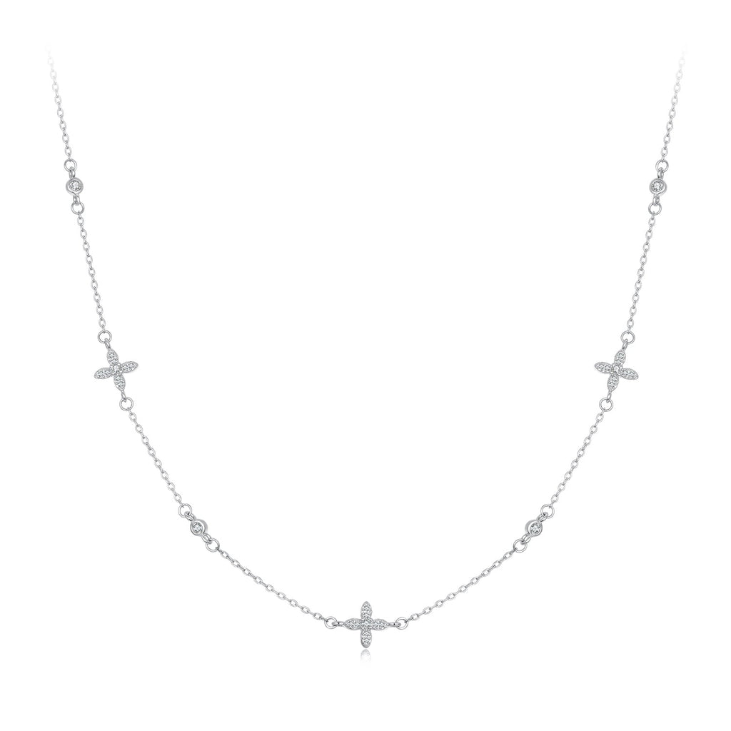 925 Sterling Silver White Gold Plated CZ Pendant Necklace for Women