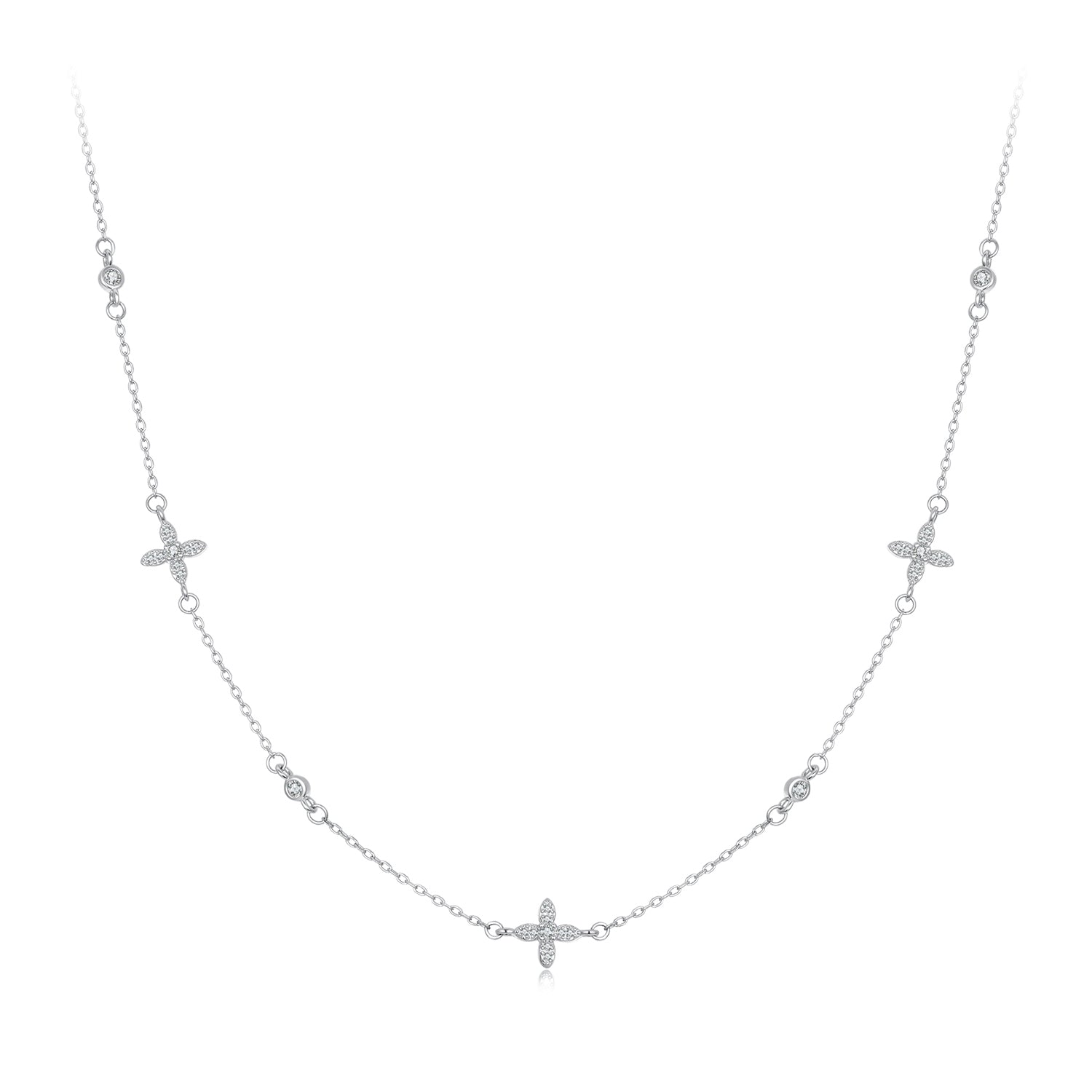 925 Sterling Silver White Gold Plated CZ Pendant Necklace for Women