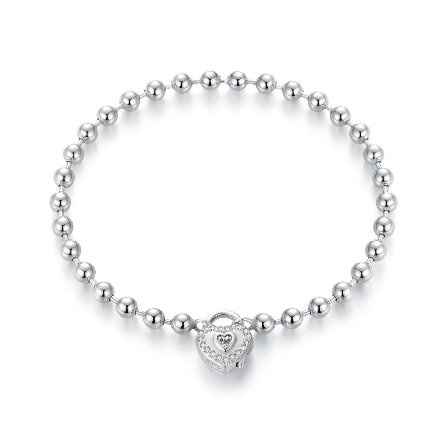 925 Sterling Silver White Gold Plated 17cm Bracelet with CZ Paved Setting for Women